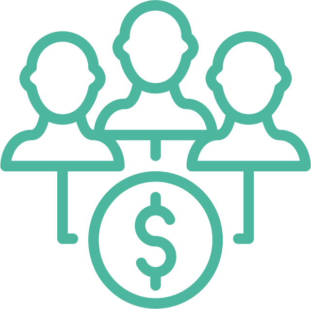 multiple people generating money logo