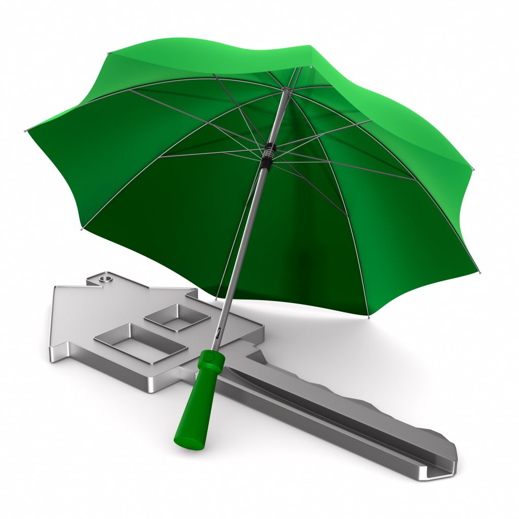 key under umbrella isolated